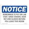 Signmission OSHA Notice, 5" Height, Remember To Put On Lab Coat Shoe Covers Sign, 7" X 5", Landscape OS-NS-D-57-L-18028 - alternate 1